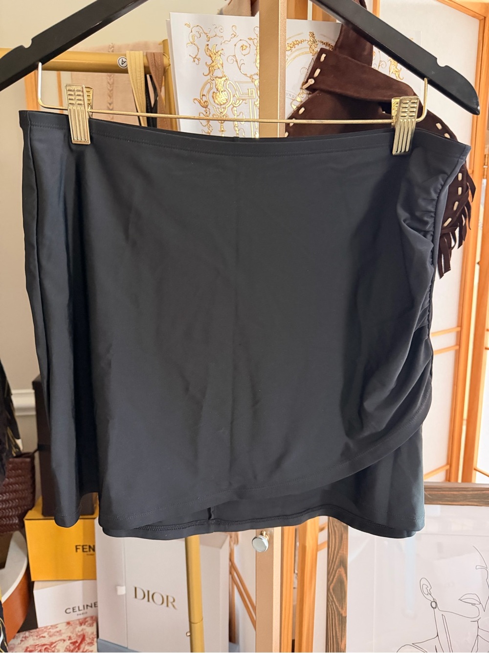 SUMMERSALT Black Ruched Swim Skirt Cover-Up | Size M | Never Worn